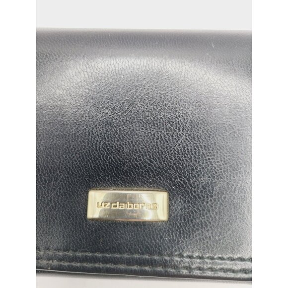 Liz Claiborne Wallet Black Women's Small Fold Out Faux Leather Kiss Lock - Picture 2 of 10